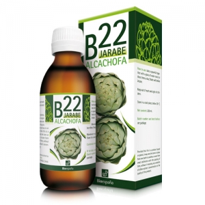 Caja y frasco producto B22 Jarabe Alcachofa